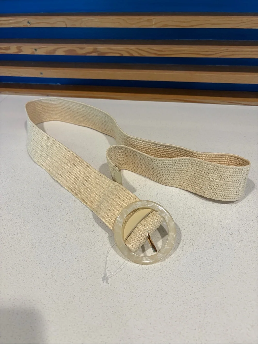 J. Crew Cream Woven Belt with Round Resin Buckle - Picture 2 of 6